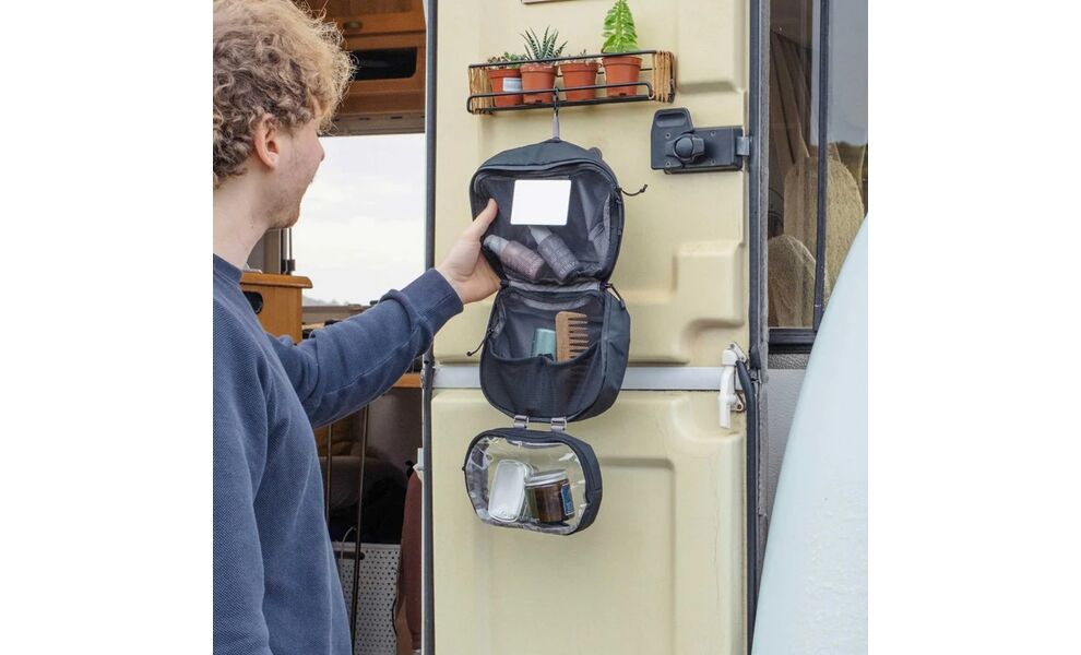 Дорожня косметичка з гачком для підвішування Lifeventure Folding Wash Bag (Black), Колір: Black, зображення 6