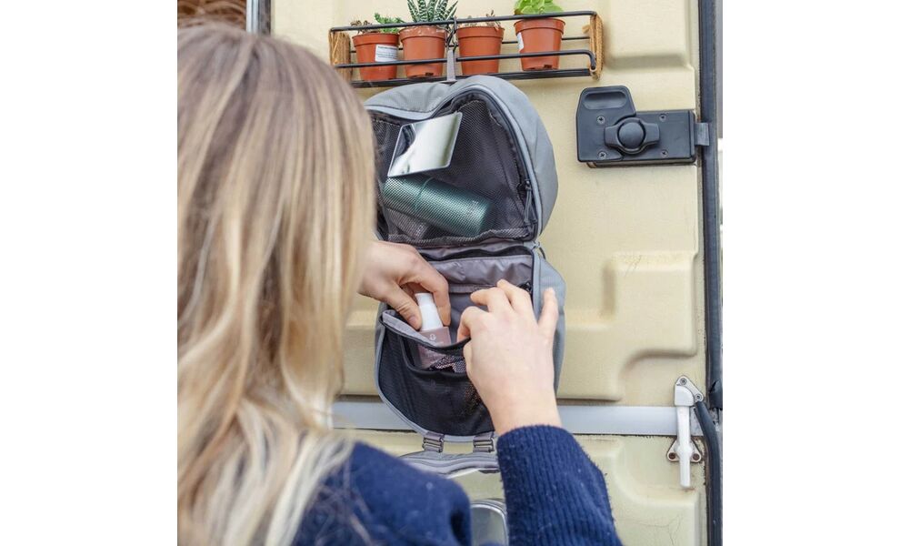 Дорожня косметичка з гачком для підвішування Lifeventure Folding Wash Bag (Grey), Колір: Grey, зображення 5