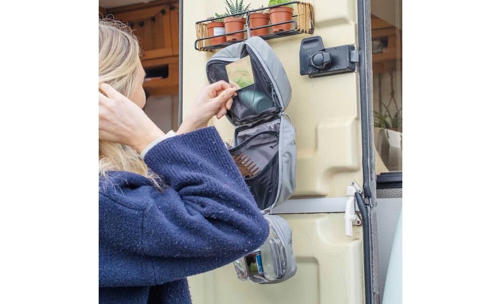 Дорожня косметичка з гачком для підвішування Lifeventure Folding Wash Bag (Grey), Колір: Grey, зображення 6