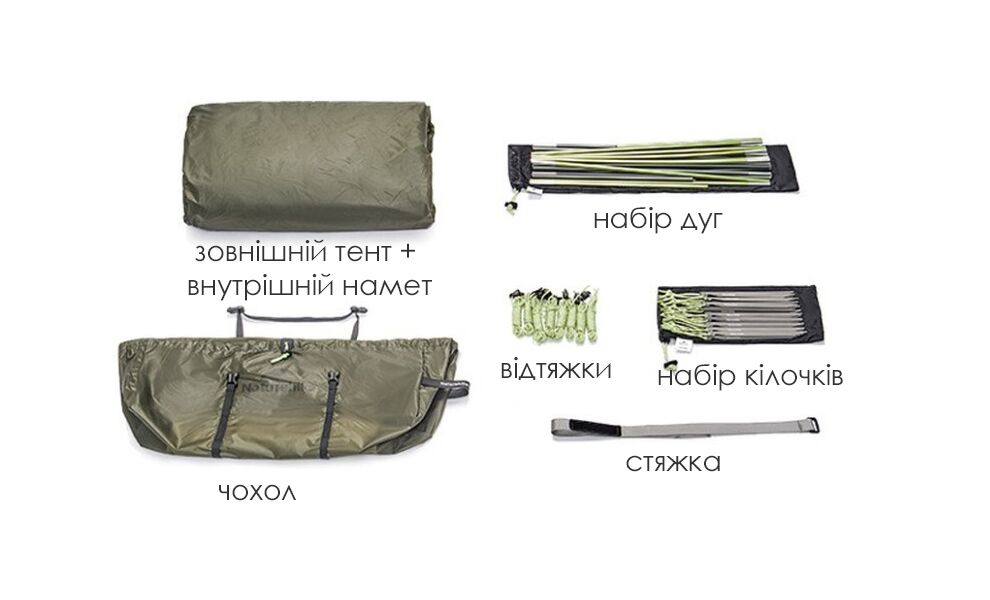2-місний ультралегкий намет Naturehike CNK2450WS036 Opalus (Dark Green): двошаровий, з тамбуром, Кількість місць: 2, Колір: Dark Green, зображення 5
