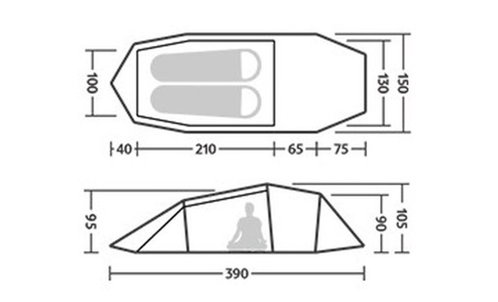 2-місний ультралегкий намет Naturehike CNK2450WS036 Opalus (Dark Green): двошаровий, з тамбуром, Кількість місць: 2, Колір: Dark Green, зображення 2