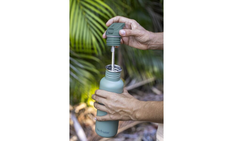 Спортивна пляшка для води з трубочкою Klean Kanteen Classic - Flip Sport (Sea Spray) на 800 мл, нержавіюча сталь, Об'єм: 800, Колір виробника: Sea Spray, зображення 13