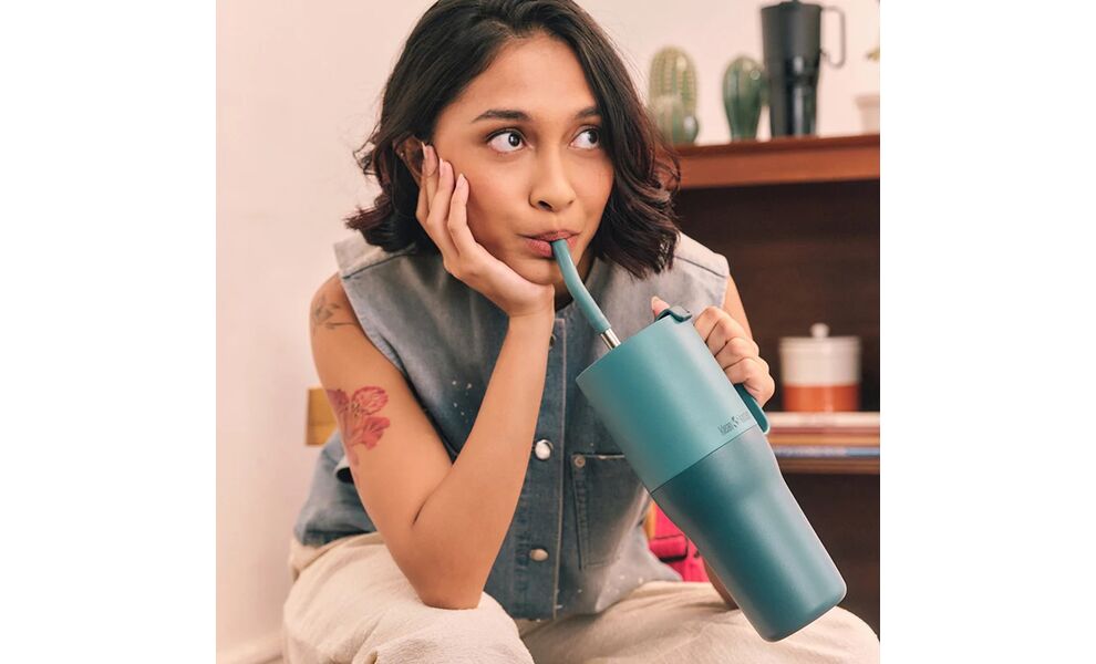 Термокружка з трубочкою та ручкою Klean Kanteen Rise (Black) на 1064 мл, Об'єм: 1064, Колір: Black, зображення 4
