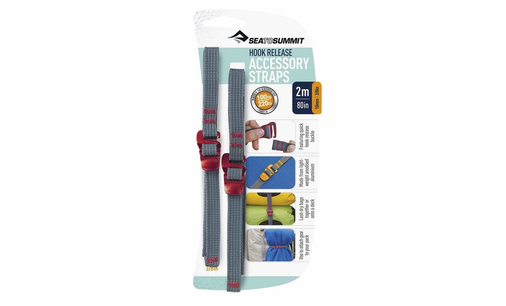 Ремені стяжні Sea to Summit Accessory Straps With Hook 10 мм, 200 см, Ширина: 10, Довжина: 200, Колір: Grey/Red, зображення 2