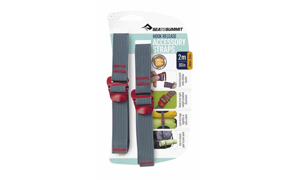 Ремені стяжні Sea to Summit Accessory Straps With Hook 20 мм, 200 см, Ширина: 20, Довжина: 200, Колір: Grey/Red, зображення 2