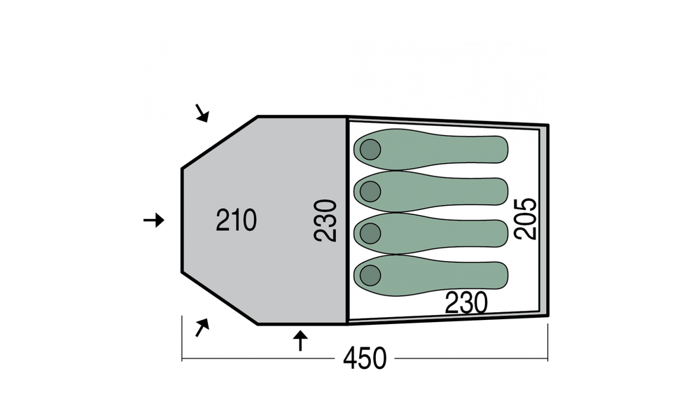 4-місний намет Pinguin Storm 4 Duralu: двошаровий, з тамбуром, Кількість місць: 4, Матеріал каркасу: алюміній, Колір: Green, зображення 2