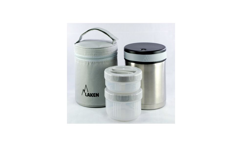 Термос для їжі з чохлом та контейнерами Laken Thermo Food на 1 л, Об'єм: 1000, Колір: Metal, зображення 3