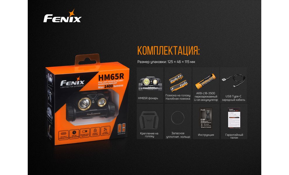Налобний ліхтар з акумулятором Fenix HM65R: USB Type-C, Колір корпусу: Black, зображення 14