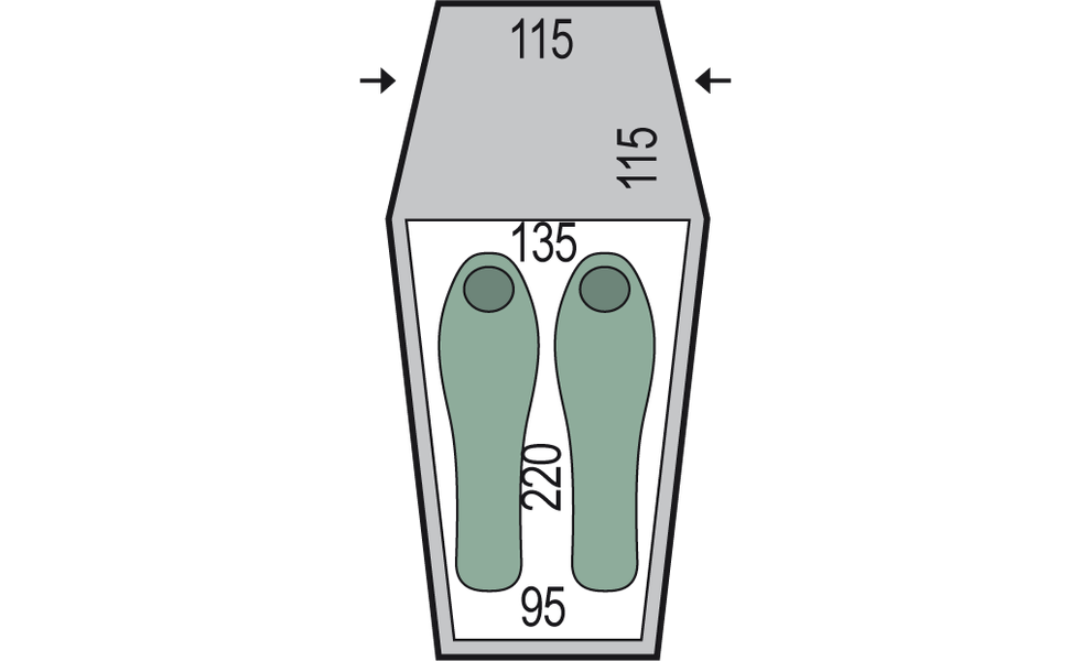 2-місний намет Pinguin Summit 2 Duralu: двошаровий, з тамбуром, вітростійкий, Кількість місць: 2, Колір: Green, зображення 2