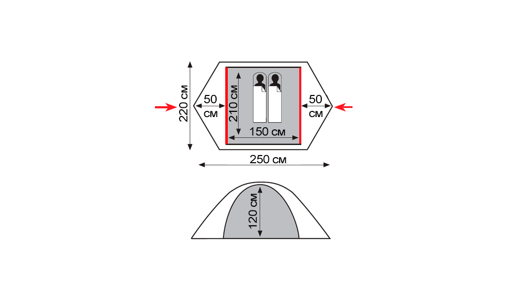 Намет Tramp TRT-055 Scout 2 V2 (Green/Yellow), 2-місний, Кількість місць: 2, Колір: Green/Yellow, зображення 2