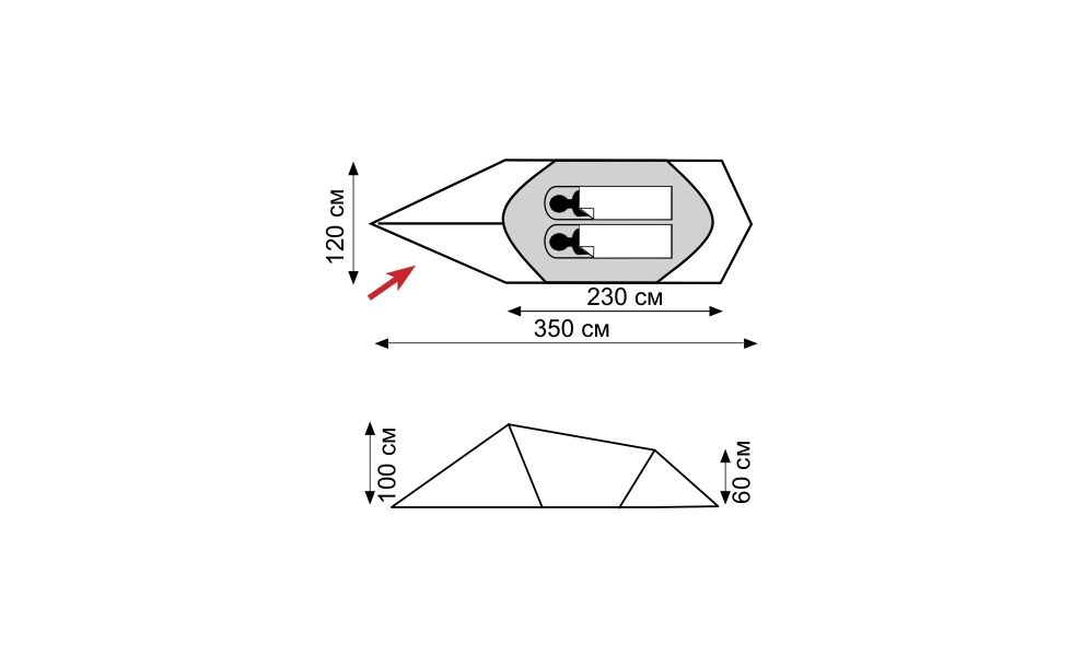 2-місний намет Tramp Bike 2 V2 (Green): двошаровий, Кількість місць: 2, Колір: Green, зображення 2