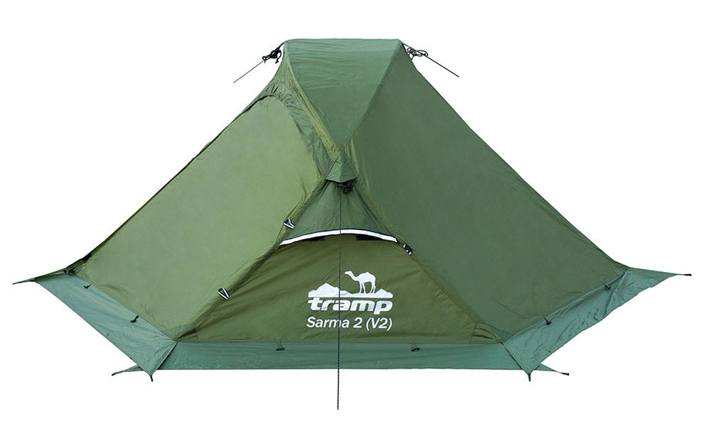 2-місний намет Tramp Sarma 2 V2 (Green): двошаровий, вітростійкий, Кількість місць: 2, Колір: Green/Red, зображення 7