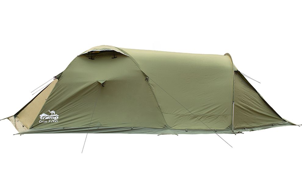 3-місний намет Tramp Cave 3 V2 (Green): двошаровий, з тамбуром, Кількість місць: 3, Колір: Green/Red, зображення 6