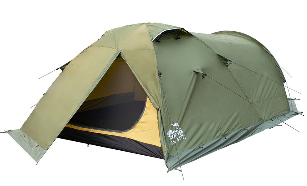 3-місний намет Tramp Cave 3 V2 (Green): двошаровий, з тамбуром, Кількість місць: 3, Колір: Green/Red, зображення 9