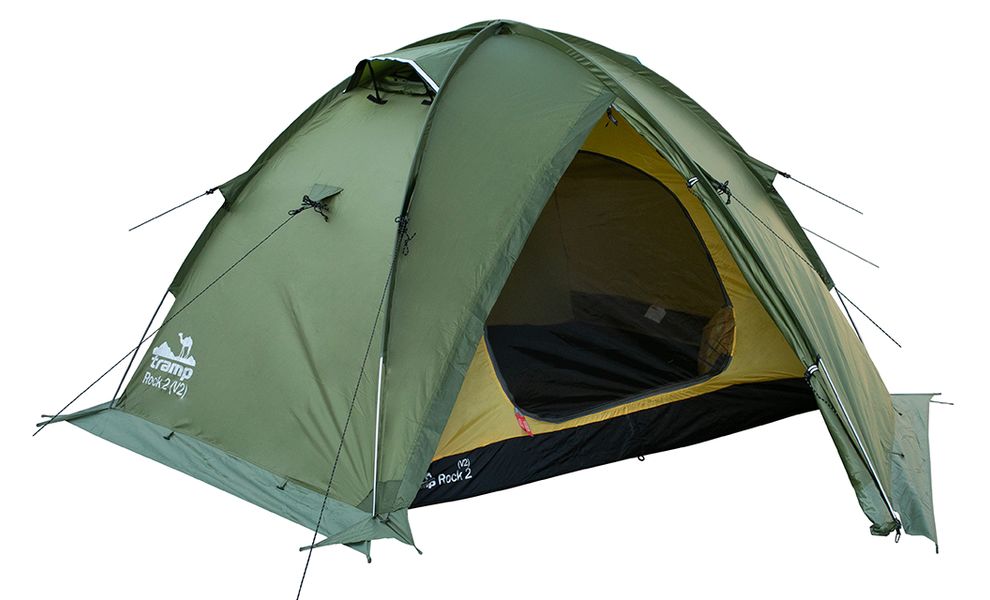 4-місний намет Tramp Rock 4 V2 (Green): двошаровий, вітростійкий, Кількість місць: 4, Колір: Green/Red, зображення 3