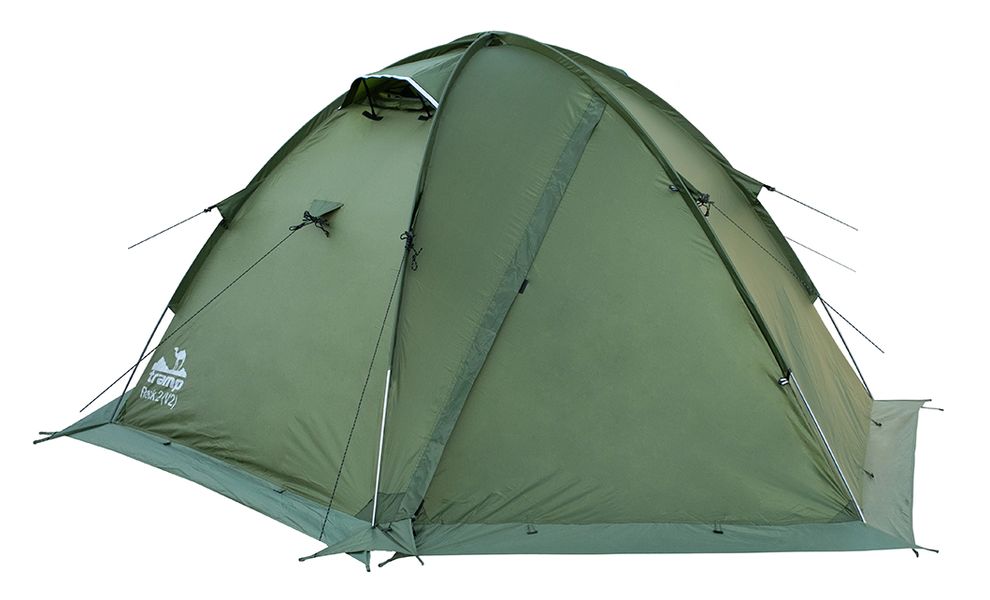 4-місний намет Tramp Rock 4 V2 (Green): двошаровий, вітростійкий, Кількість місць: 4, Колір: Green/Red, зображення 4