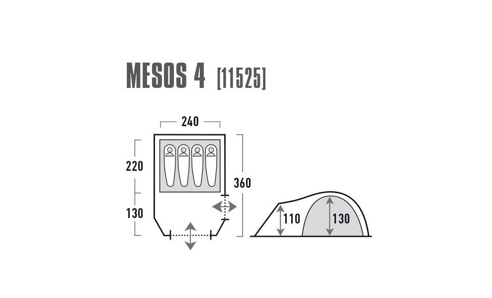 4-місний намет High Peak Mesos 4: двошаровий, з тамбуром, зображення 2