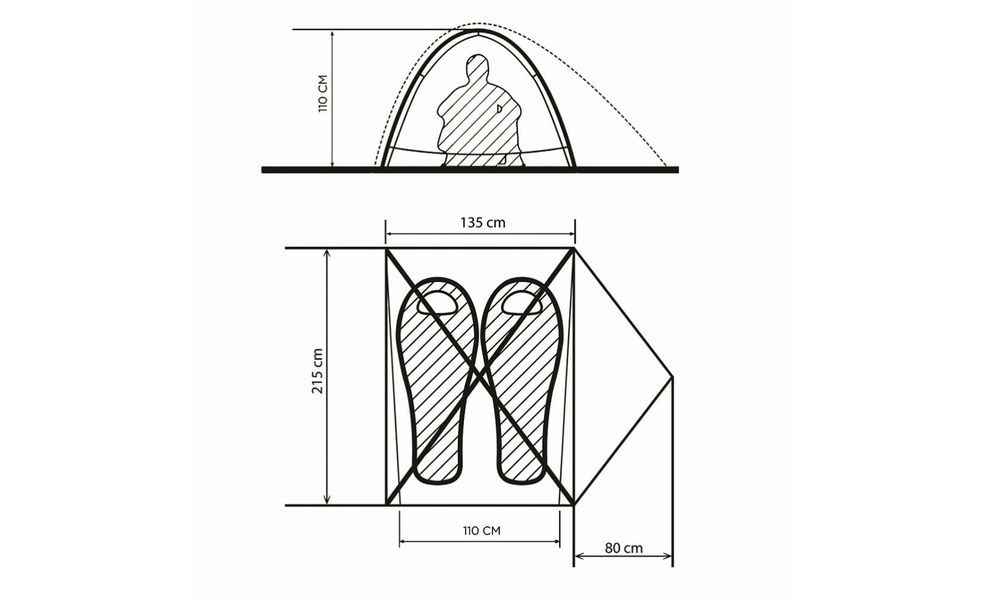 2-місний намет Turbat Borzhava 2 Alu: двошаровий, Кількість місць: 2, Матеріал каркасу: алюміній, Колір: Yellow, зображення 2