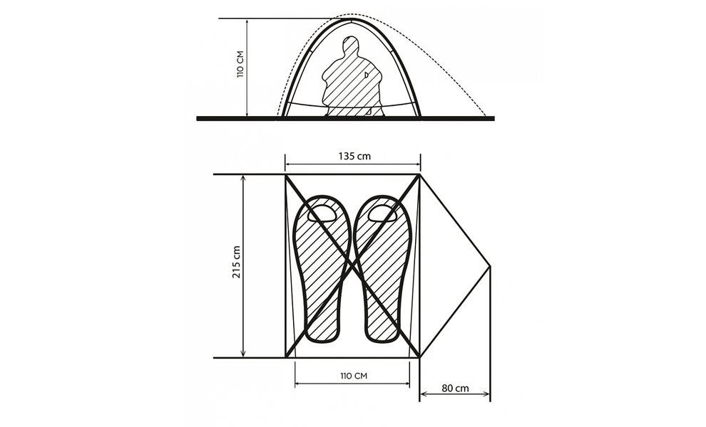 2-місний намет Turbat Borzhava 2: двошаровий, Кількість місць: 2, Матеріал каркасу: склопластик, Колір: Yellow, зображення 2