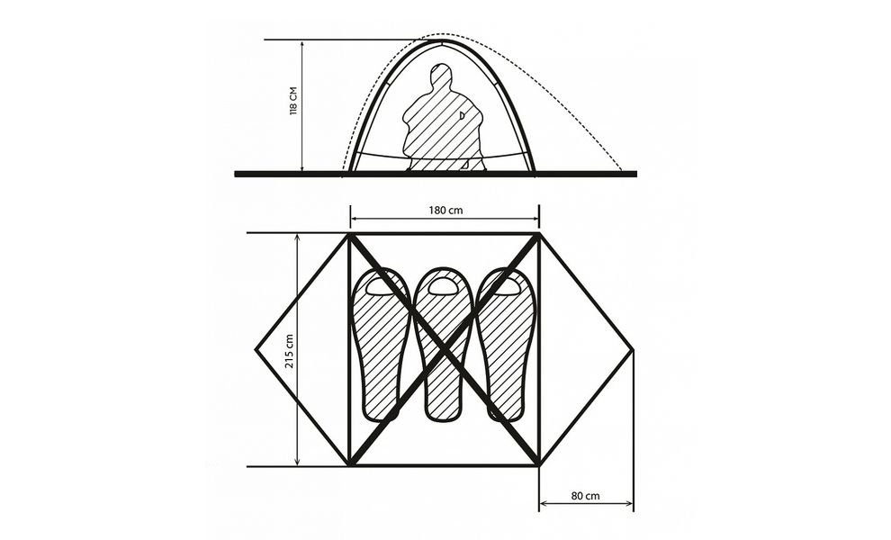 3-місний намет Turbat Borzhava 3 Alu: двошаровий, Кількість місць: 3, Матеріал каркасу: алюміній, Колір: Yellow, зображення 2