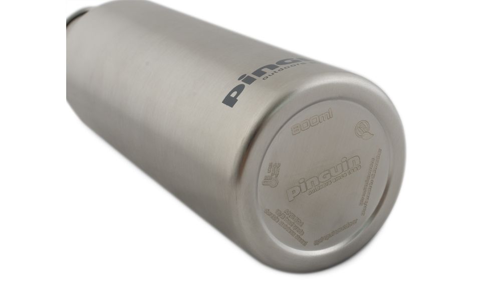 Спортивна пляшка для води з поїлкою та додатковою кришкою Pinguin Bottle S на 800 мл, нержавіюча сталь, Об'єм: 800, Колір виробника: Grey, зображення 4