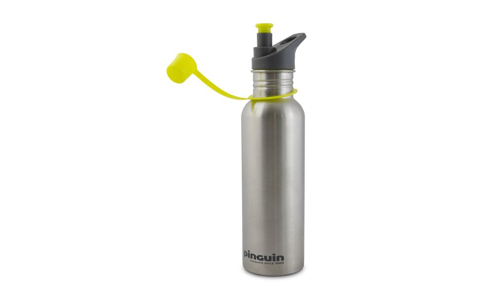 Спортивна пляшка для води з поїлкою та додатковою кришкою Pinguin Bottle S на 800 мл, нержавіюча сталь, Об'єм: 800, Колір виробника: Grey, зображення 6