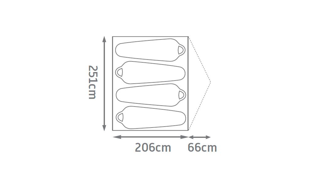 4-місний намет Kelty Late Start 4 2023: двошаровий, Кількість місць: 4, Колір: Grey, зображення 2