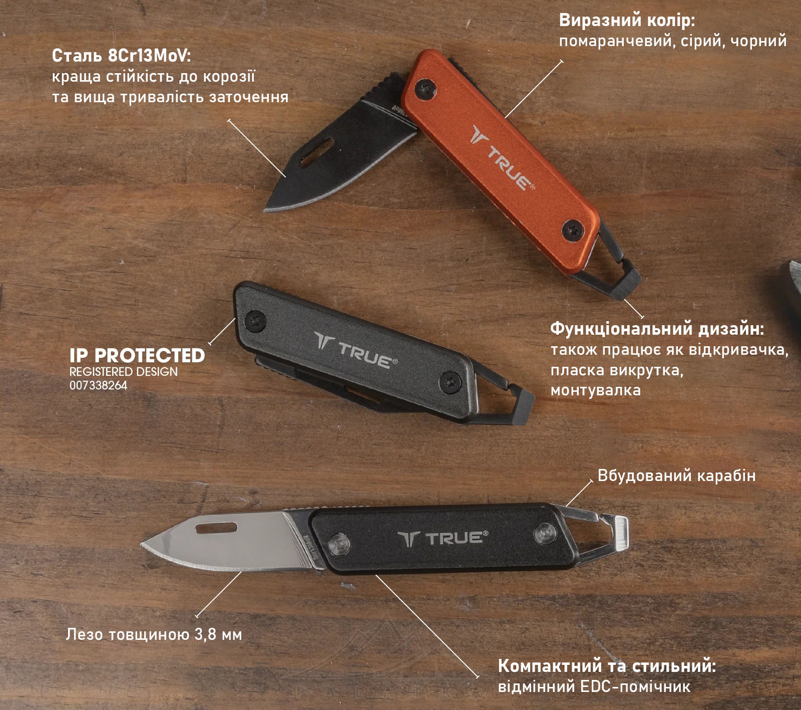 Брелок-ніж True Utility Modern KeyChain Knife (Orange) | TR